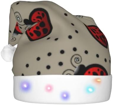 Art Ladybug Tracks Print Christmas Hat with LED Lights