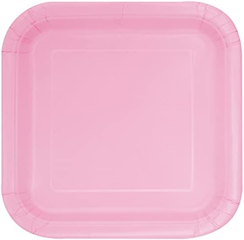 Lovely Pink Solid Square Dinner Plates 9 Pack of 14