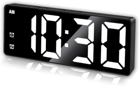 Knigswerk Small Digital Alarm Clock with Large Display and Adjustable Brightness