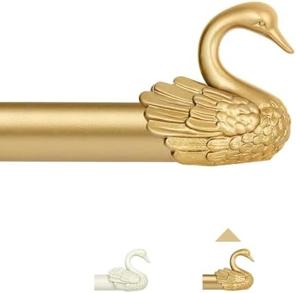 TANGWIN Gold Curtain Rods 48-84 Inch with Swan Finials