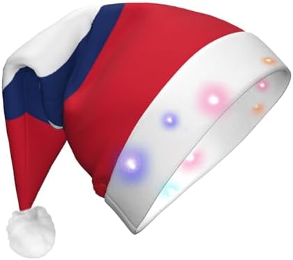 Laos Flag Christmas Hat with LED Lights