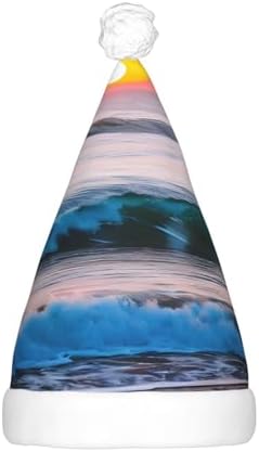 Sunset and Sunrise Ocean Waves Christmas Hat with LED Lights