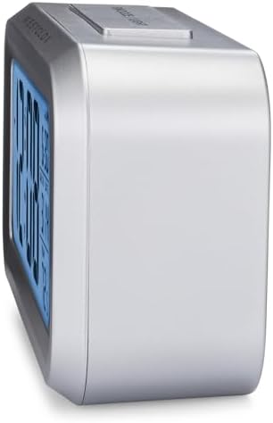 Westclox Digital Alarm Clock with Blue Backlight Temperature and Date Display Silver