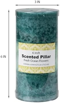 6 Inch Fresh Ocean Flowers Scented Pillar Candle 1