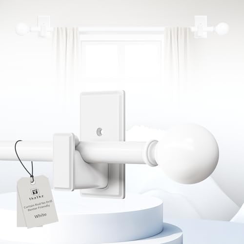 White No Drilling Curtain Rods Adjustable for Windows 32-45 Inches