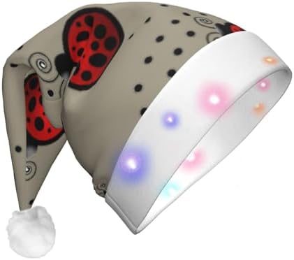 Art Ladybug Tracks Print Christmas Hat with LED Lights