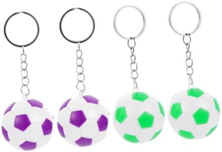 4pcs Realistic Soccer Keychain Pendants Durable Football Keyrings for Boys