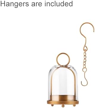 75 Inch High Modern Metal Hurricane Lantern with Brass Finish and Glass Dome
