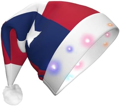 Flag Of Texas Print Christmas Hat With LED Lights