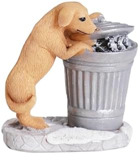 Christmas Village Set with Resin Dog and Dustbin Figurines