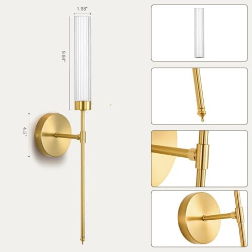 Gold Wall Candle Sconce Set of 2 for Living Room and Fireplace