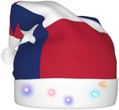 Flag Of Texas Print Christmas Hat With LED Lights