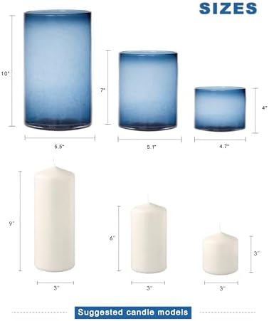 ARIAMOTION Glass Hurricane Candle Holders Set of 3