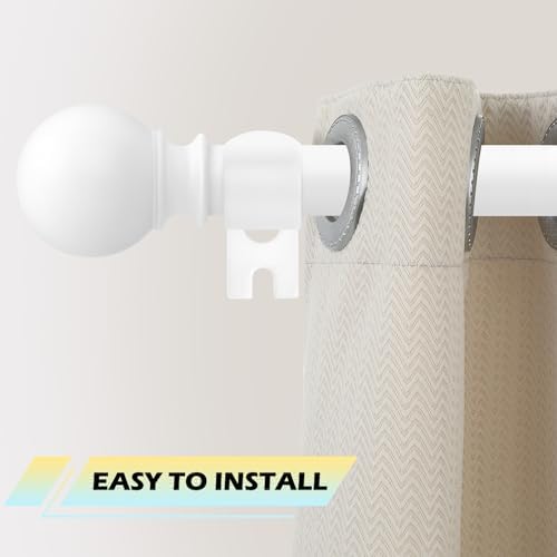 JRZOO White Curtain Rods 18-45 with Ball Finials