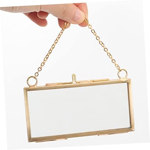 Brass Floating Glass Picture Frame for Pressed Flowers and Artwork Display