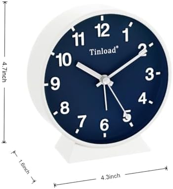 Tinload Analog Alarm Clock with Silent Seconds and Manual Light