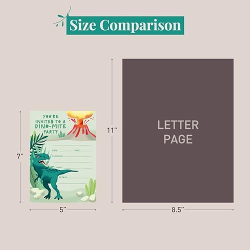 Rileys Co 50-Pack Dinosaur Party Invitations for Kids
