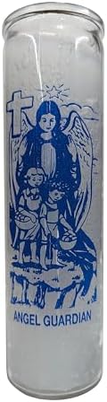 Generic Angel Guardian 8 Inch Tall Glass Pillar Candle White