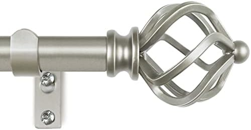 KAMANINA Silver Curtain Rod 32-58 Inch Adjustable Single Rod