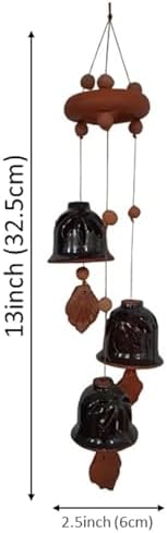 Purpledip Terracotta Wind Chime with 3 Bells