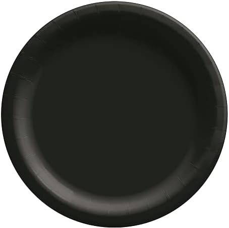 Black Big Party Pack Round Paper Plates 85 Inch 50 Per Pack