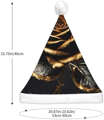 Black And Gold Flowers Print Christmas Hat with LED Lights