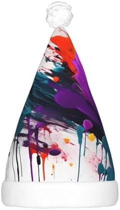 Paint Splatter Print Christmas Hat with LED Lights