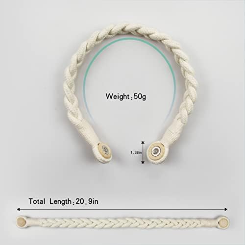 Porlau 2 Pack Beige Magnetic Curtain Tiebacks with Wooden Buckle