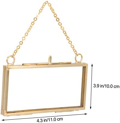 VOSAREA Brass Double Glass Hanging Picture Frame for Flowers and Photos