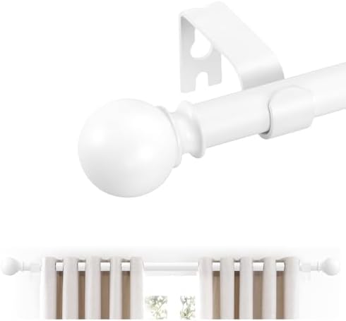 JRZOO White Curtain Rods 18-45 with Ball Finials