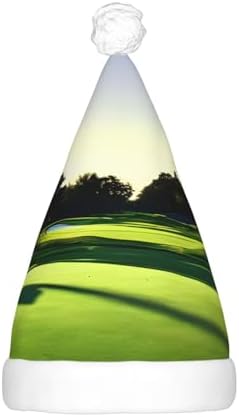 Golf Course Print Christmas Hat with LED Lights