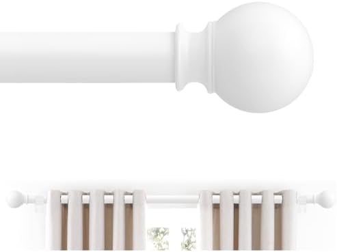 JRZOO White Curtain Rods 18-45 with Ball Finials