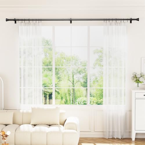 YaFex 1 Inch Heavy Duty Curtain Rod with Matte Black Finish