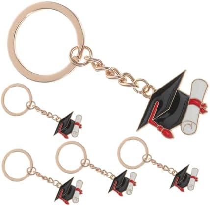 5pcs Zinc Alloy Graduation Cap Keychain Charms