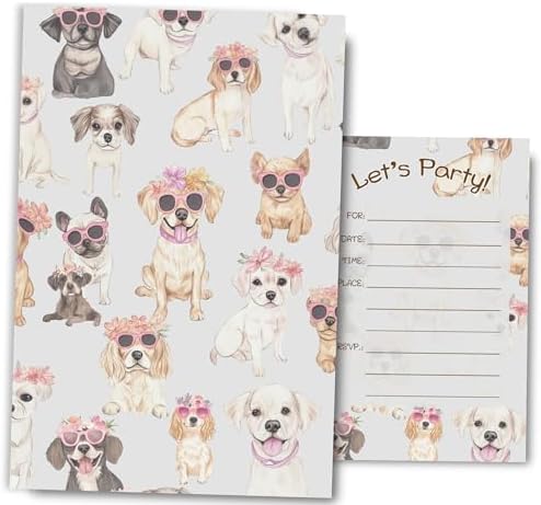 Puppy Dog Birthday Invitations for Girls 4x6 30 Sets