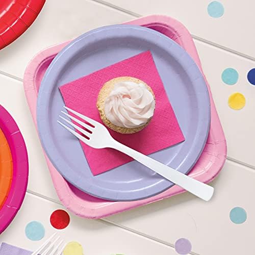 Lovely Pink Solid Square Dinner Plates 9 Pack of 14