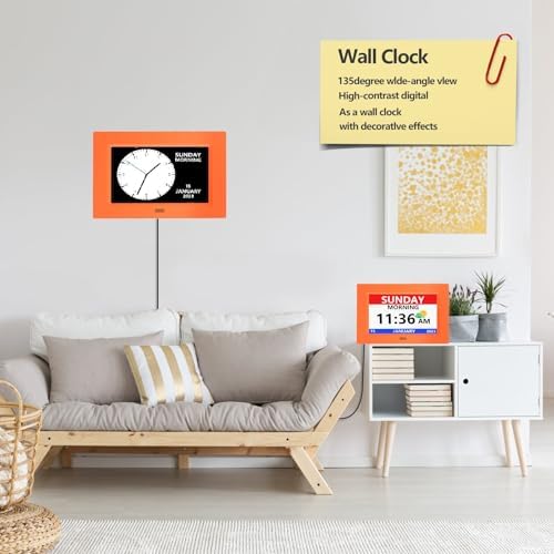 7 Inch Digital Clock with Day Date and Alarms for Seniors