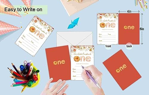 Our Little Pumpkin 1st Birthday Invitations 20 Set with Envelopes