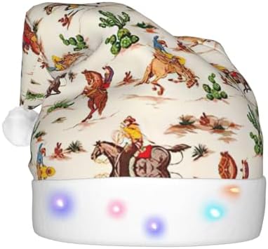 Cowboy Ride Horse Print Christmas Hat with LED