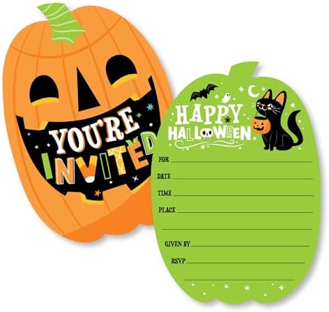 Big Dot of Happiness Jack-O-Lantern Halloween Invitation Set of 12