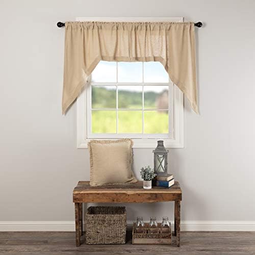 VHC Brands Farmhouse Swag Curtains Pair Tan Rod Pocket Distressed