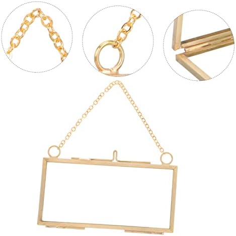 VOSAREA Brass Double Glass Hanging Picture Frame for Flowers and Photos
