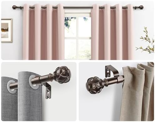 HOTOZON Bronze Curtain Rods 2 Pack Adjustable Splicing