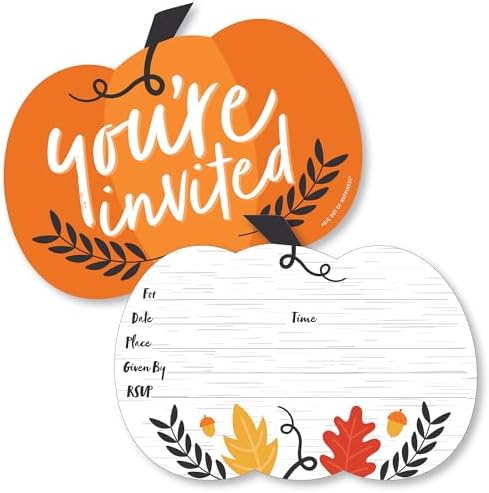 Big Dot of Happiness Fall Pumpkin Fill-In Invitations Set of 12