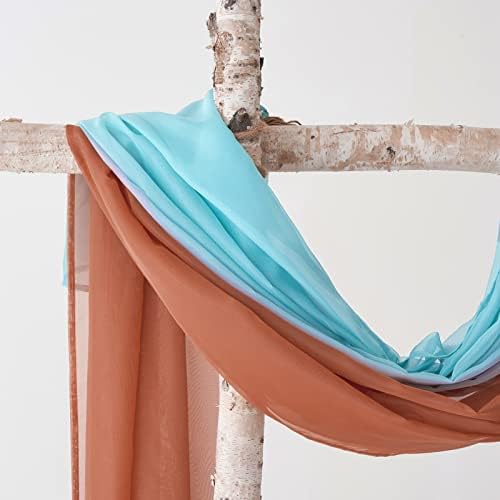 MIULEE Sheer Window Scarf Valance Terracotta Burnt Orange 54 x 144