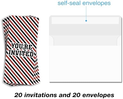 Brayqu Baseball Birthday Party Invitations Fill-In Set of 20