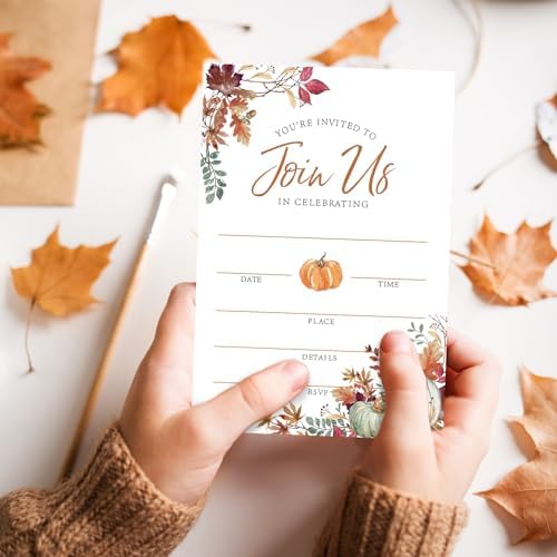 Whaline Fall Invitations 25 Set Autumn Leaves Pumpkin Invites