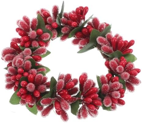 Cabilock Red Berries Pine Cones Candle Wreath Holiday Centerpiece