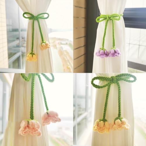 WAYUTO Pink Flower Curtain Holdbacks 2Pcs Adjustable