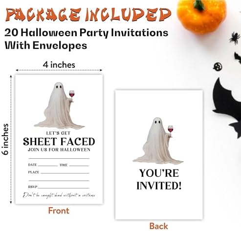 EXW Halloween Party Invitations With Envelopes - 20 Set